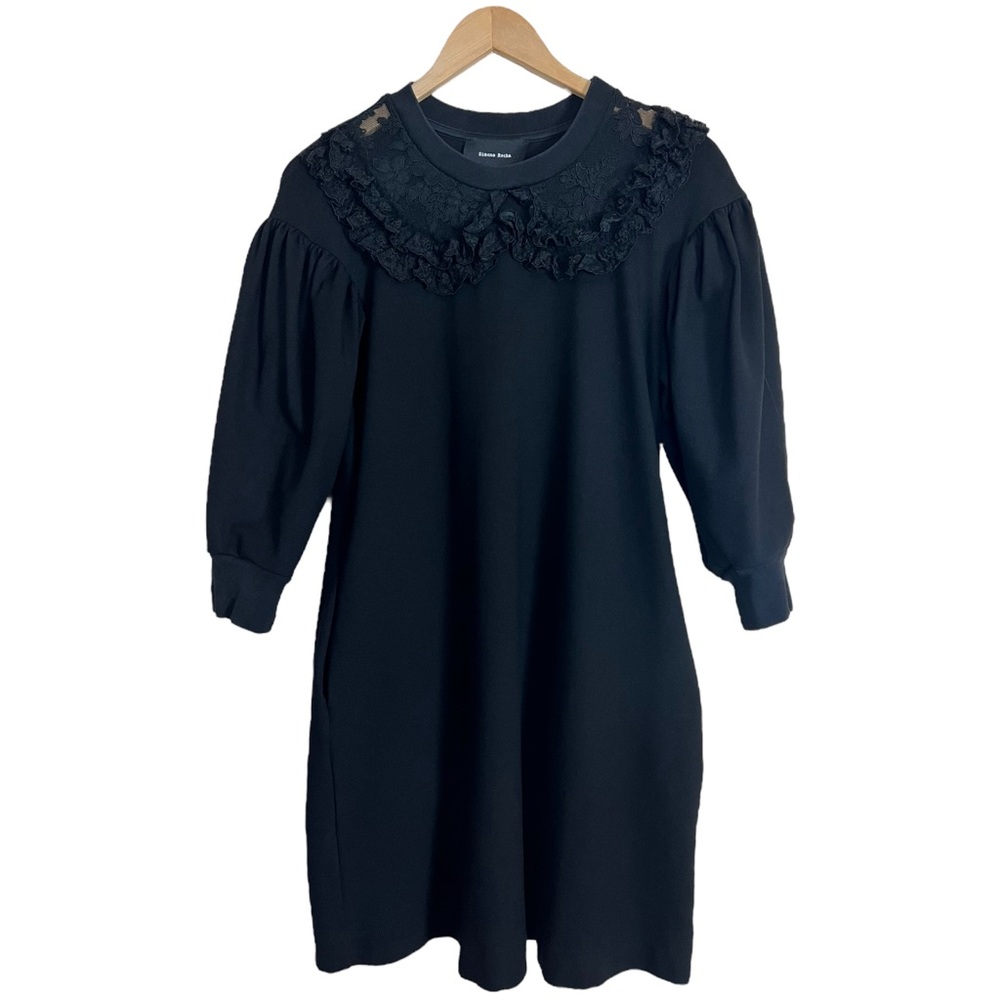SIMONE ROCHA Black Crew Neck Viscose Dress Size Small
